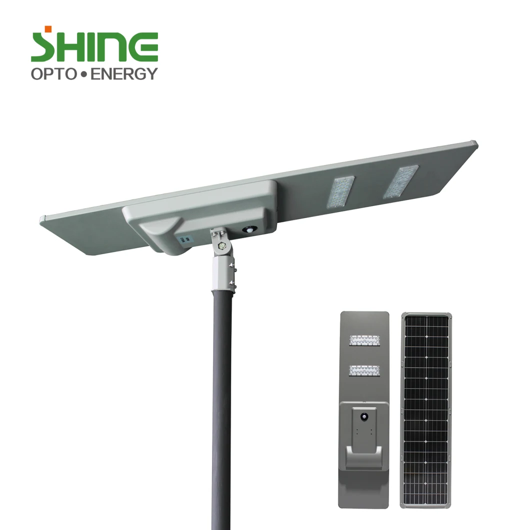 OEM Aluminum All in One Solar Street Light 30W 40W 50W 60W 80W 100W Integrated Public LED Street Light Garden Light with Motionsensor Discount for Road Lighting