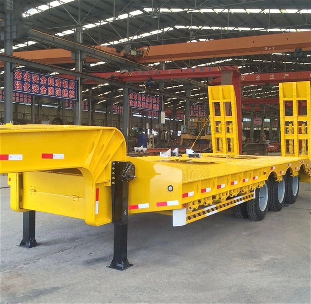 Tri Axle Heavy Duty Excavator Transport Step Drop Deck Low Bed Truck Semi Trailer