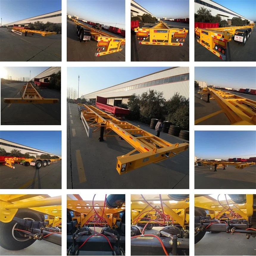 Manufacturing New Skeleton Flat Trailer 40FT 3 Axles 60t Container Transport Trailer Sales