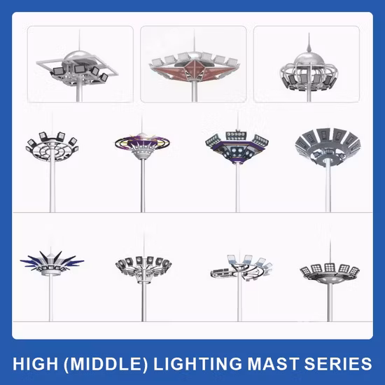 15m 20m 30m 40m Galvanized Conical/Octagonal Q235B Steel Outdoor Lighting High Mast Light Lamp Lighting Pole