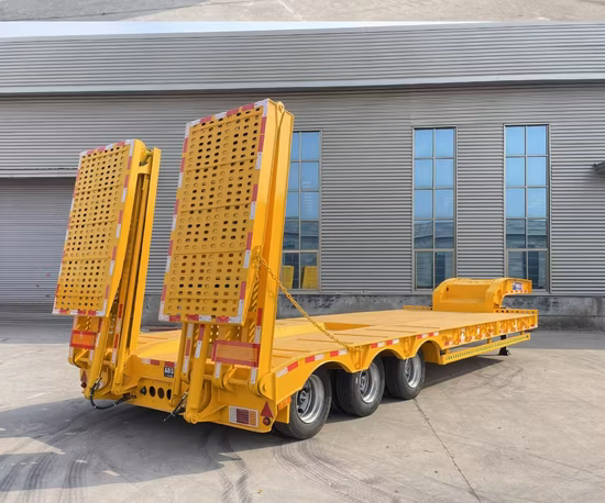 Vehicle Master 3 Axle 60t 40FT Low Bed 70 Ton 80 Ton Gooseneck Low Bed Semi Trailer Heavy Duty Lowboy Truck Semi Trailer for Sale